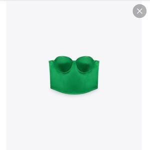 Zara green satin corset top